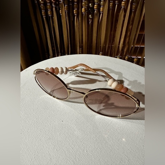 Chloe Bead Embellished Sunglasses 
Round Gold Frame Brow Mocha Mousse
NWT - Picture 7 of 16